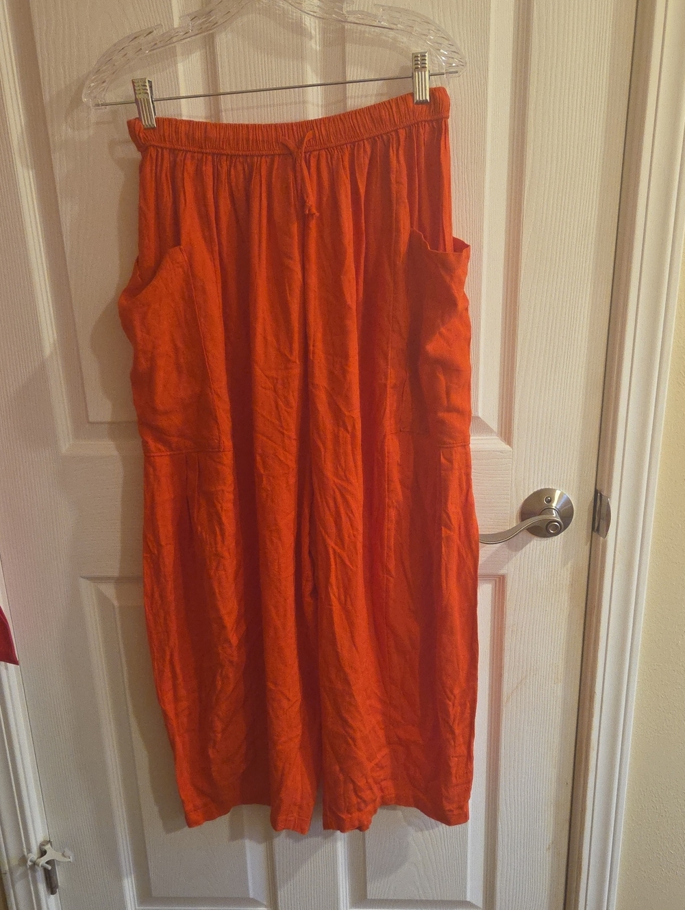 Free People Bright Orange Wide Leg Pants with Side Pockets